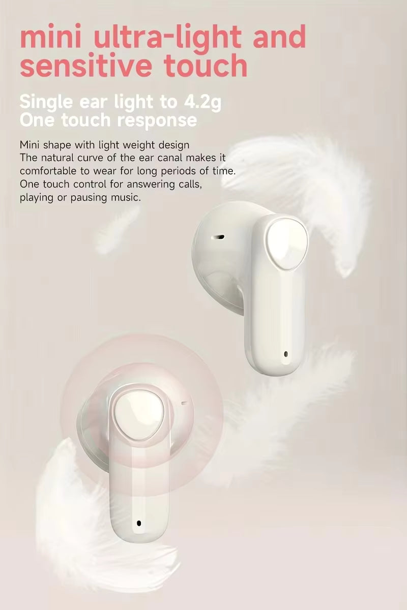 Fashion Girl Women Noise Cancelling Wireless Headset (White & Pink)