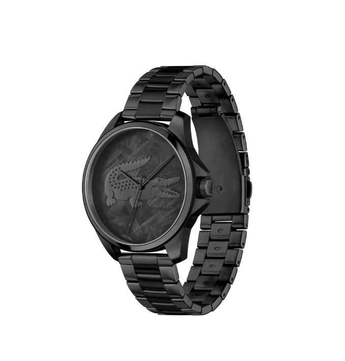 Round Analog Men'S Ionic Plated Black Steel Case Watch